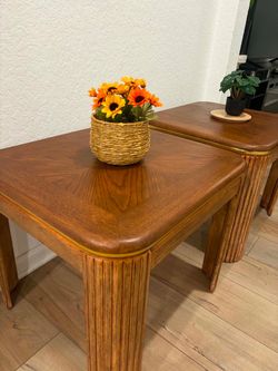Wood End Tables Set of 2 | Fluted Legs | Solid & Sturdy