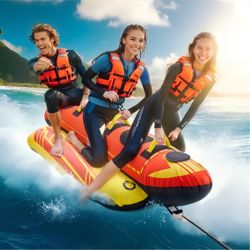 1-3 Rider Hot Dog Towable Boat Tube for Boating & Tubing, Inflatable Water Tube 510 lbs Capacity