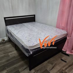 QUEEN PILLOW TOP MATTRESS WITH BOX SPRING 2PC. BED FRAME ISN'T AVAILABLE