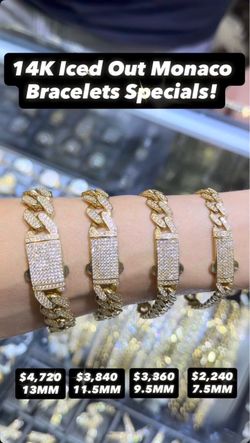 14K  7.5MM  Ice Out  Monaco  Bracket