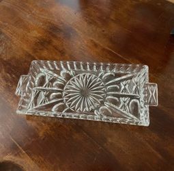 Vintage 10" Crystal Dish Hors d'oeuvres Tray