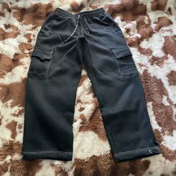 FBCounty Black Cargo Sweatpants With Adjustable Waist And Leg Opening 