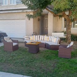 Curved Patio Furniture Set Round Patio Furniture Fire Pit Propane Brand New Patio Set 🆕🚎🚚🆕