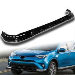 For 2016-2018 Toyota Rav4 Painted Black LED Sequential Lights Front Bumper Lip -(2-PU-216-LED-PBK