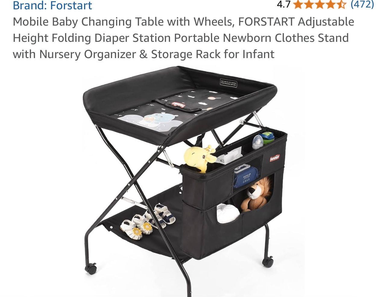 4.7 4.7 out of 5 stars (472) Mobile Baby Changing Table with Wheels, FORSTART Adjustable Height Folding Diaper Station Portable Newborn Clothes Stand
