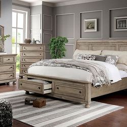 Brand New Grey 4pc Queen Bedroom Set (Available In California & Eastern King)