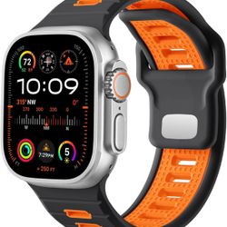 Sport Bands Compatible with Apple Watch, Silicone, Black/Orange