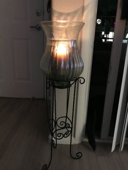 🪴Wrought Iron & Glass Hurricane or Plant Stand