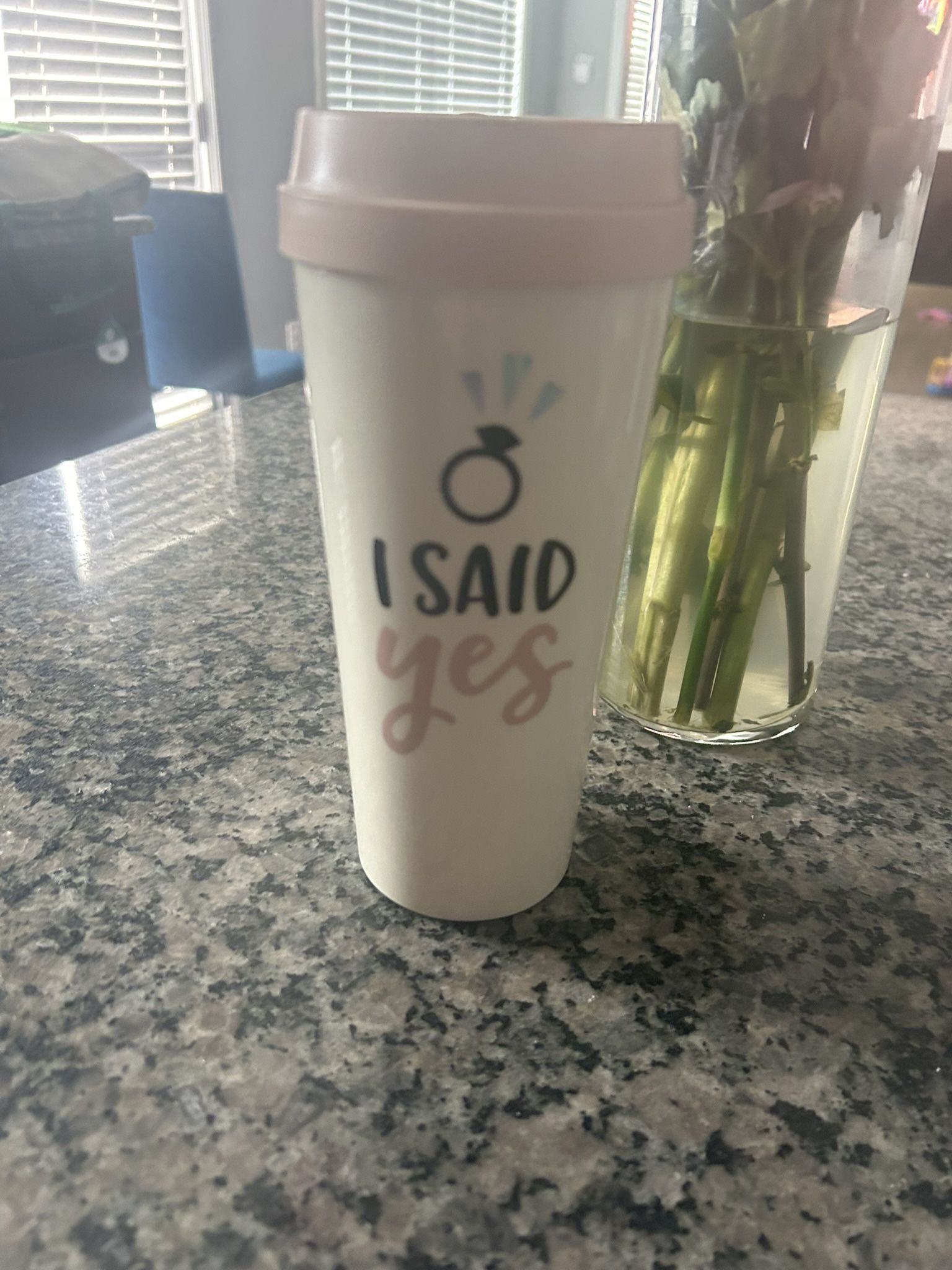“I Said Yes” Engagement Travel Mug With Spout Closer 