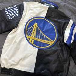 Starter Men’s Golden State Warriors Full Zip Leather Jacket Size M