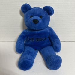 Rare WWF The Rock 1999 Blue Beanie Baby Attitude Bear Dwayne Johnson Wrestling