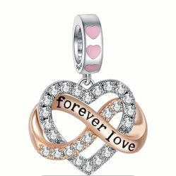 Two Toned Forever Love Charm Dangle