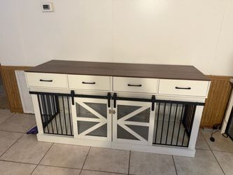Double Dog Crate Furniture with Drawers