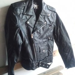FMC Leather Biker Jacket.  Small Size.