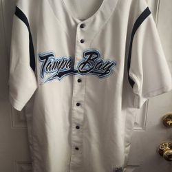 Vintage MLB Tampa Bay Rays Baseball Jersey Men's XL White by Dynasty Button Front in good condition