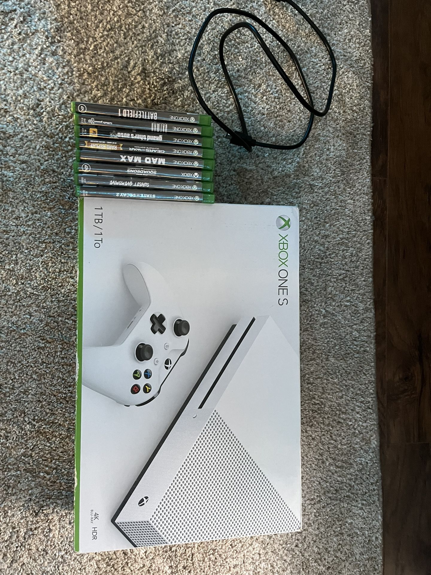 Xbox One S and 8 Games (NO CONTROLLER)