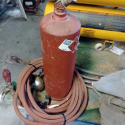 Acetylene Tank And Two Gauges And Hose
