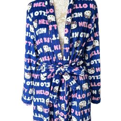Hello Kitty Sanrio Navy Blue Bath Robe NEW - Size Large