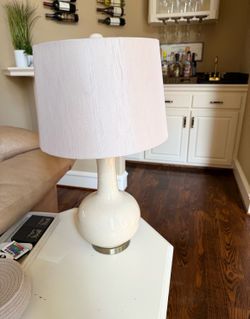 Modern White Ceramic Table Lamp with Fabric Shade