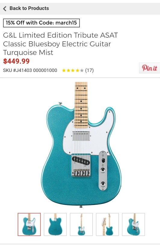 G&L Limited Edition Tribute ASAT Classic Bluesboy