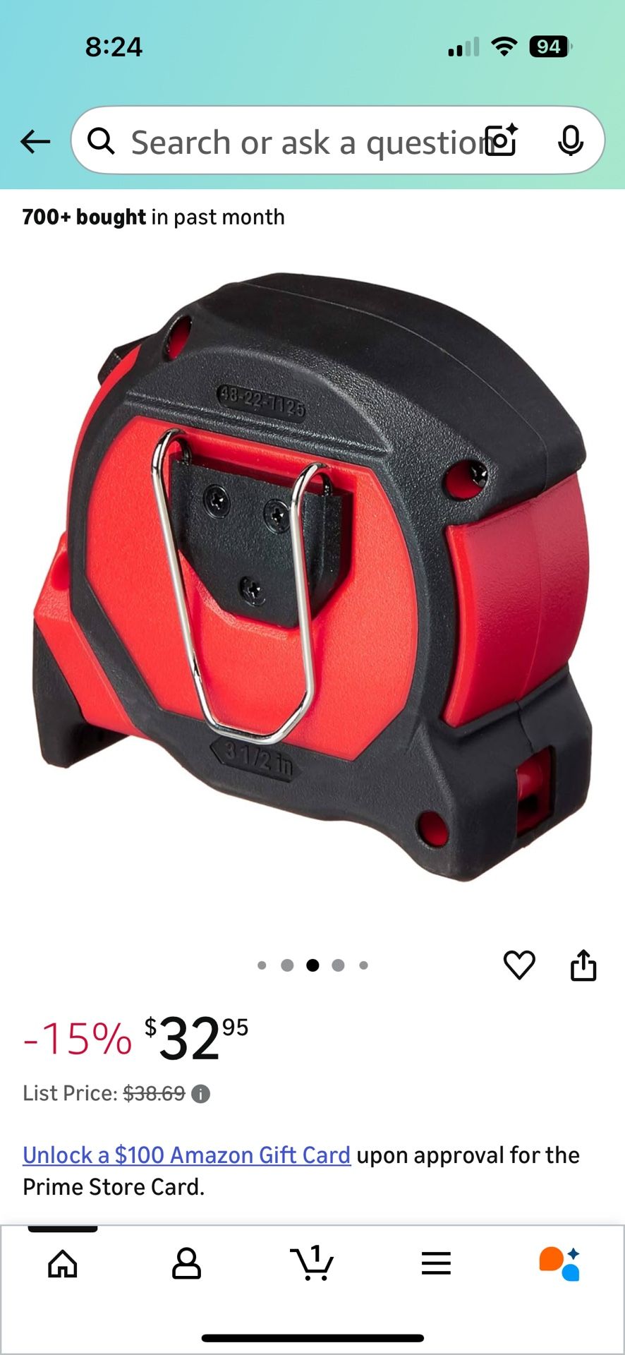 Milwaukee Tool 48-22-7125 Magnetic Tape Measure 25 ft x 1.83 Inch