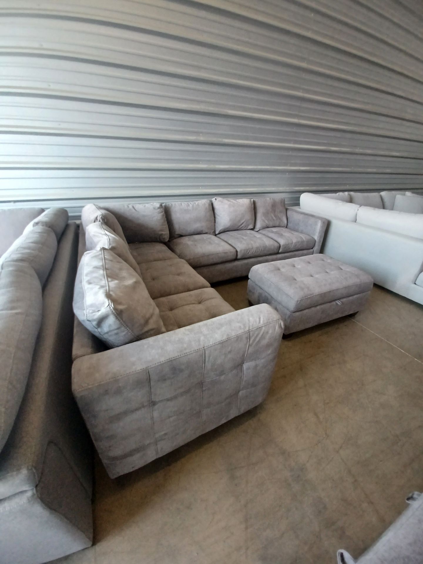 Kylie Fabric Sectional with Ottoman Delivery Available