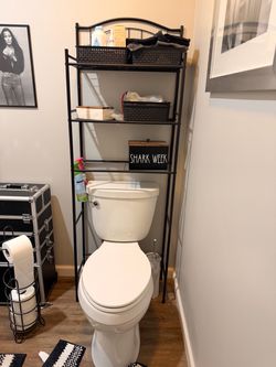 Black Metal Over-the-Toilet Storage Shelf