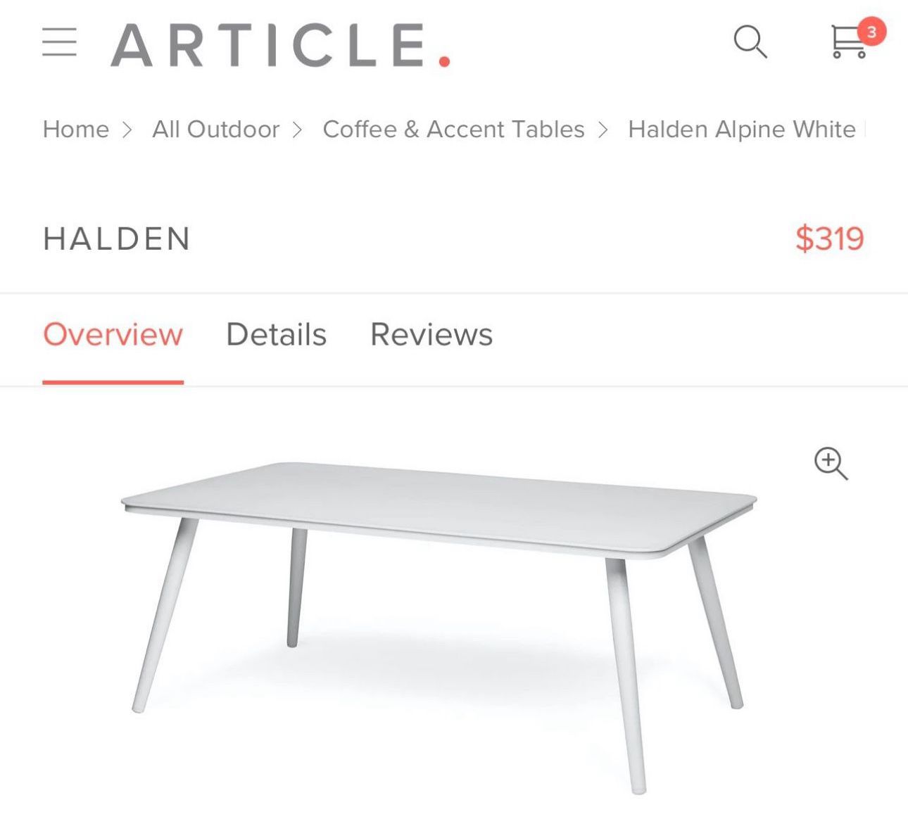 Article Furniture Outdoor/indoor Coffee Table