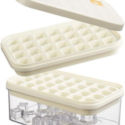 Brigii Ice Cube Tray with Lid&Bin, Ice Cube Mold with 56 Cubes, Stackable Ice Trays for Freezer with Easy-Release Silicone Bottom, for Drinks, Coffee,