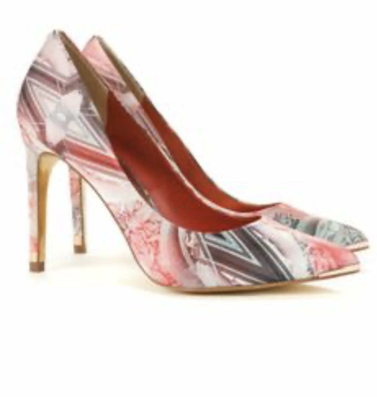 TED BAKER LONDON Pink/Gold Satin Heel Shoes,Euro size 40