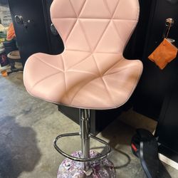 Pink Barstool, Adjustable Height Swivel Bar Stool