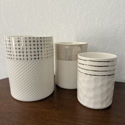 3 sizes Kitchen utensils holder white and gold