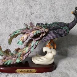 ACK Trading Co Peacock Resin Figurine From The Leonardo  Collection *RARE
