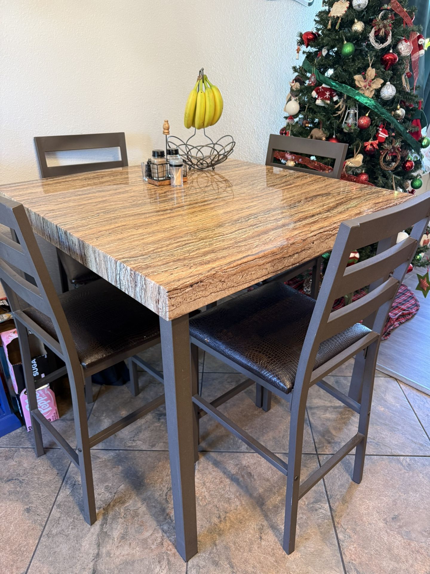 High Top Dining Table + 4 Chairs 