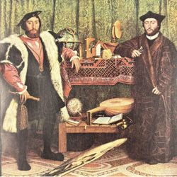 Original Vintage Fine Art Print 1930’s USA Printed HANS HOLBEIN The Ambassadors German Germany Late Gothic School Antique Collectible