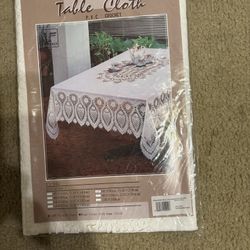 packaged P.V.C. crochet tablecloth. 