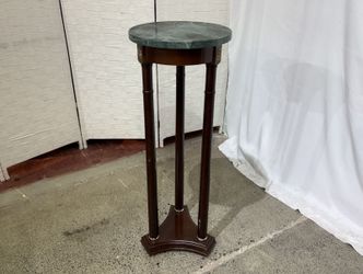 Tall French Empire Neoclassic Style Green Marble Top Accent Table