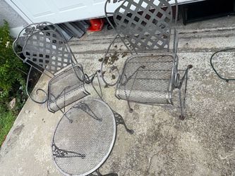 Wrought Iron Patio Bistro Set 2 Chairs and Table