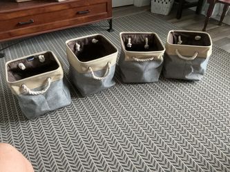 Storage Bins, Canvas Basket good quality . New set of 4 . 12” by 11”