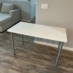 White IKEA Desk With Grey Legs 