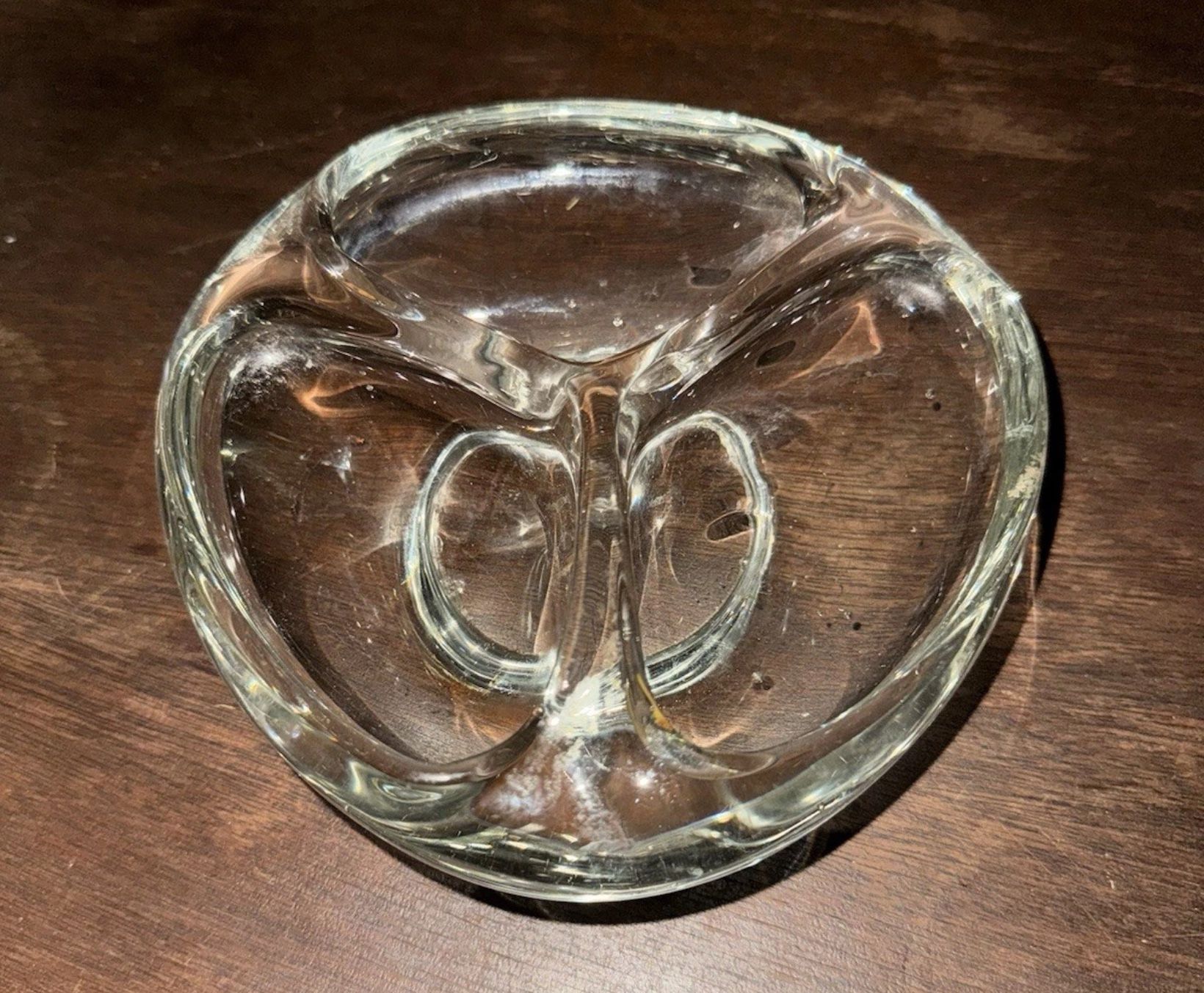 Vintage Glass Ashtray with Unique Swirl Design