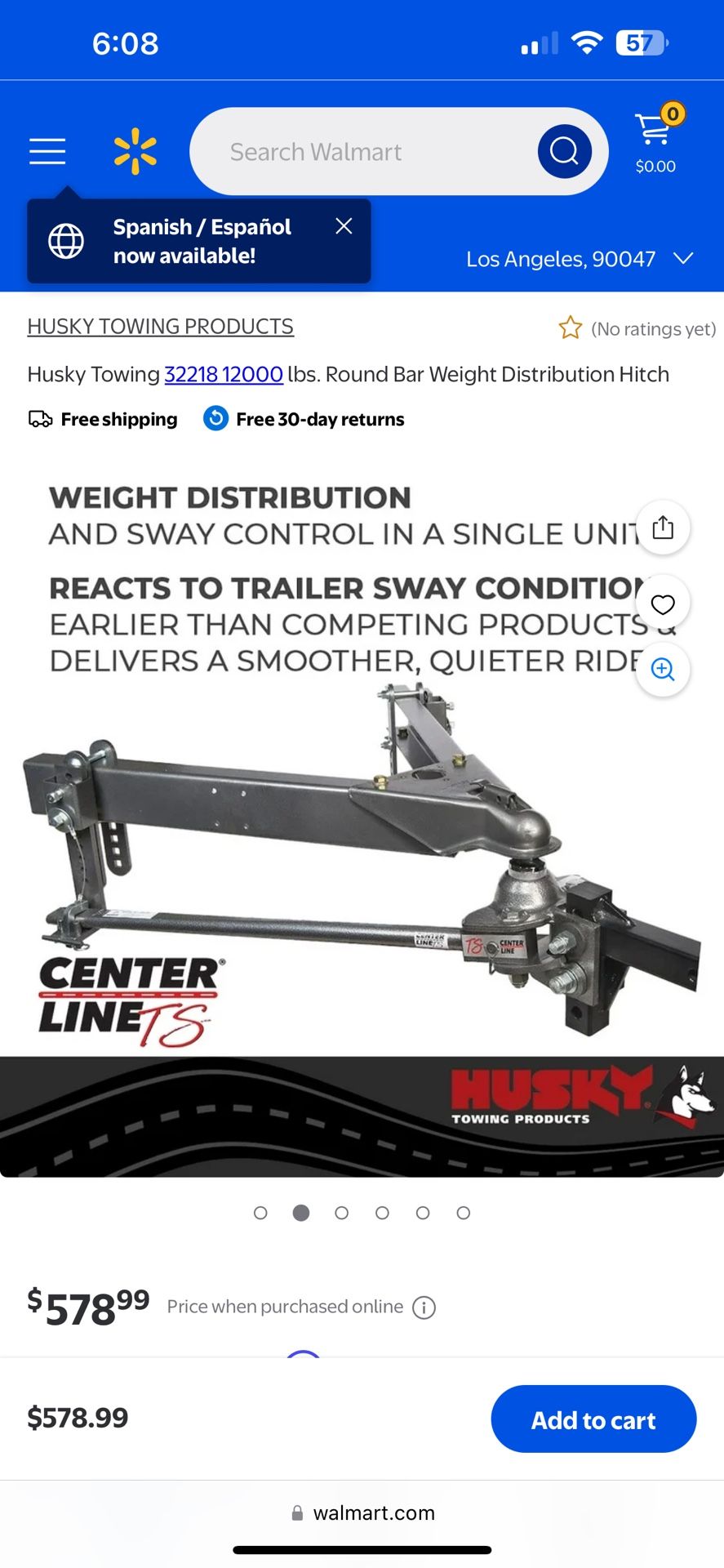 Husky Towing 800 to 1,200lbs Tongue 12,000lbs Gross Trailer Weight with Shank Round Bar