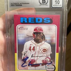 Elly De La Cruz Signed 2024 Topps Heritage RC #473 BECKETT 10 BAS Slabbed