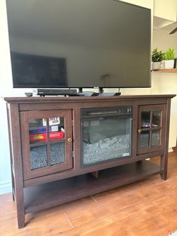 Sand & Stable TV Stand with Electric Fireplace – Fits TVs up to 60"