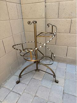 Vintage Gold Spiral Case Iron Plant Stand