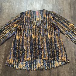 Womans Black Mustard Bubble Sleeve Shirt Size Medium By Eight Sixty #18