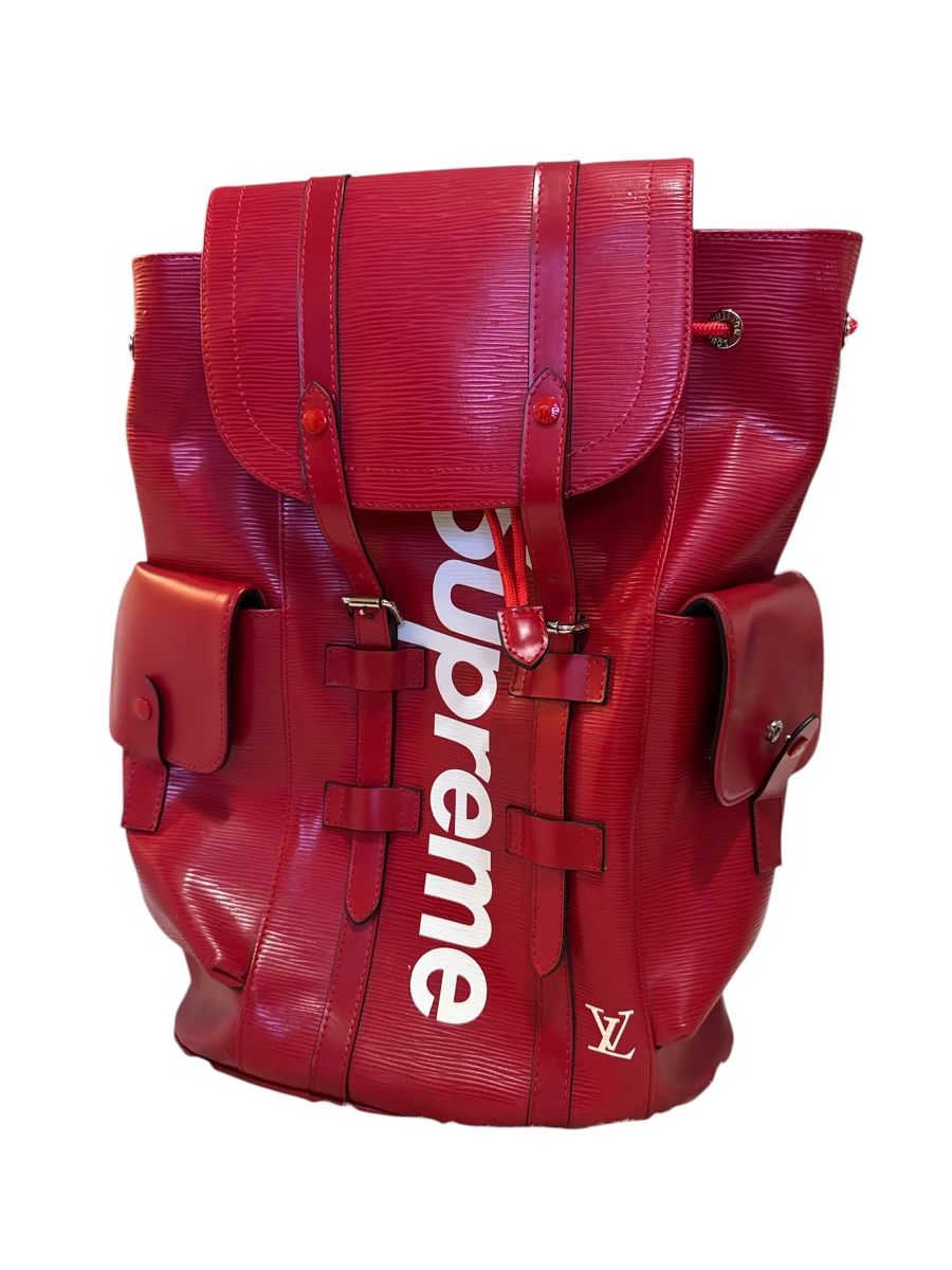 Louis Vuitton x Supreme Christopher backpack red leather LV