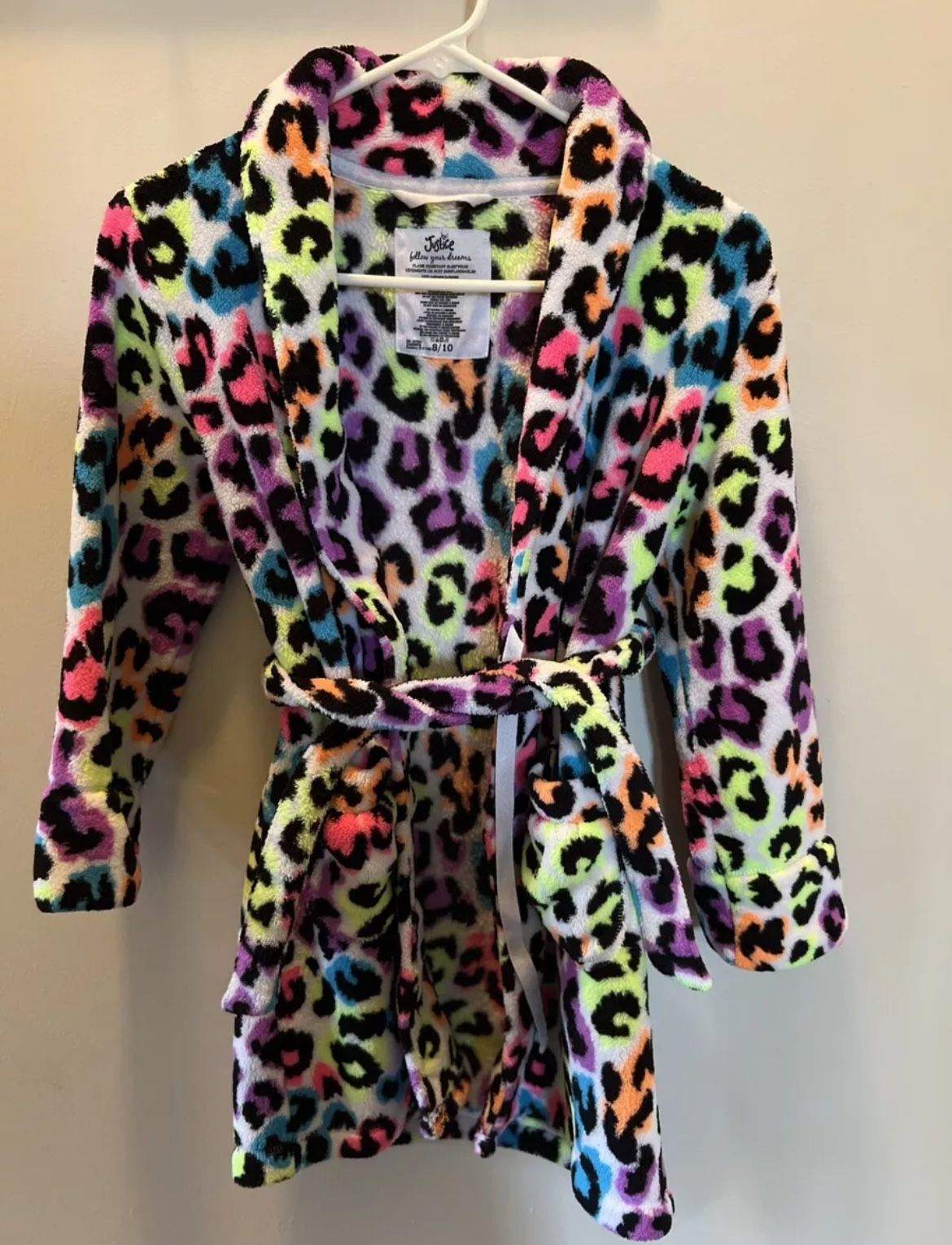 Girls bathrobe justice size 8/10 colorful Leopard print