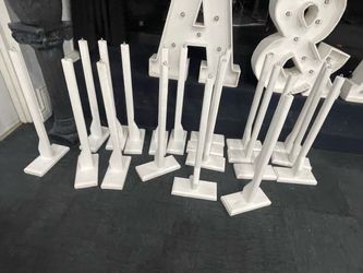 White Metal Tall Candle Holders Set