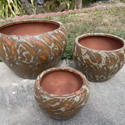Small Round Planters-Ceramic Pots ($55 set of 3)